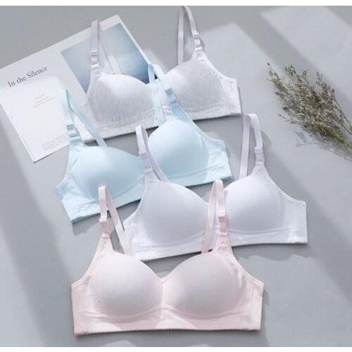 2021 Sports Girl Underwear Thin Cup No Steel Ring Development Period Adjustment Type Solid Color High School Student Small Bra