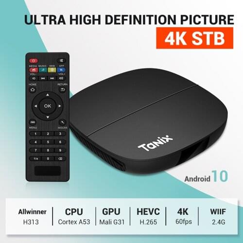 Tanix A3 Android TV Box Android 10.0 Allwinner H313 1GB 8GB HD Video H.265 VP9 Media Player 2.4G Wifi Set Top Box Smart TV Box