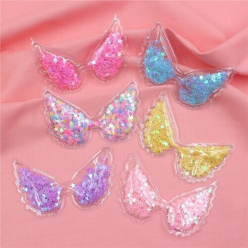 5pcs 7.5*5cm Angel wings Jewelry headwear accessories hairpin hairpin hairline bow DIY handmade Decorative baking flag,S-1911189