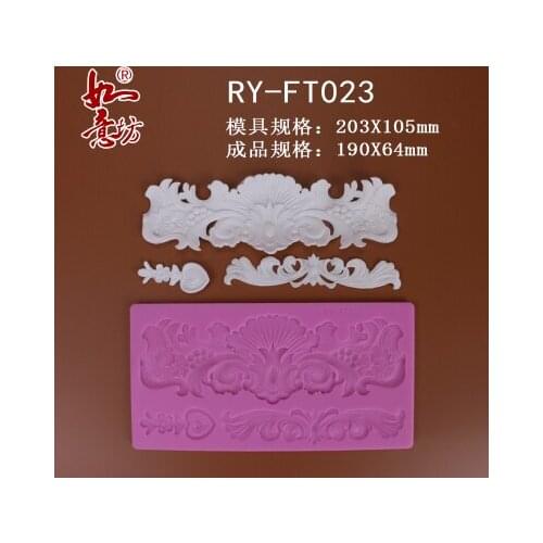Ry-ft023 Food grade silicone mould 20.3x10.5cm flower vine sugar lace mat decoration for cupcake baking ware sugar craft mold