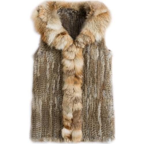Women winter real rabbit fur vest V neck jacket vest 2021 new girls natural rabbit fur coats vests