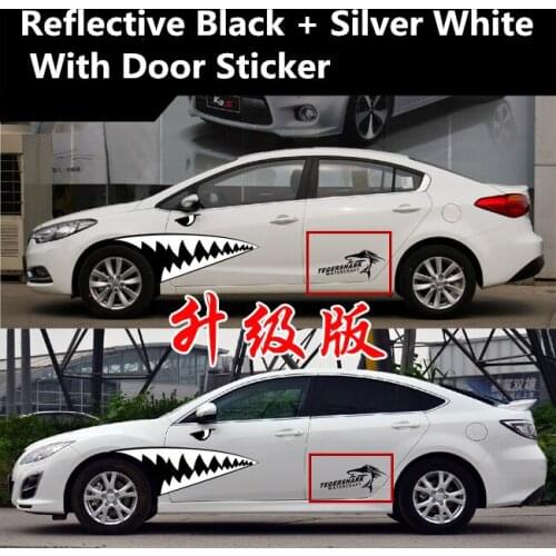 1 Pair Cute Cartoon Refelctive Shark Mouth Sticker For Ford Mondeo Z2CA507