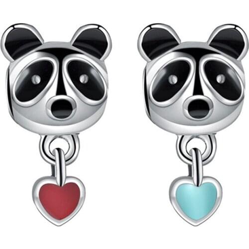 1Pcs New Cute Bear Pendant DIY Beads Suitable for Original Pandora Charm Bracelet Ladies Jewelry Making Gifts