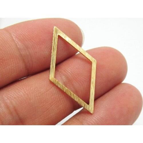 Brass charms earrings findings 32x18x0.8mm Textured Rhombus brass connector Geometric findings -12pcs R1362