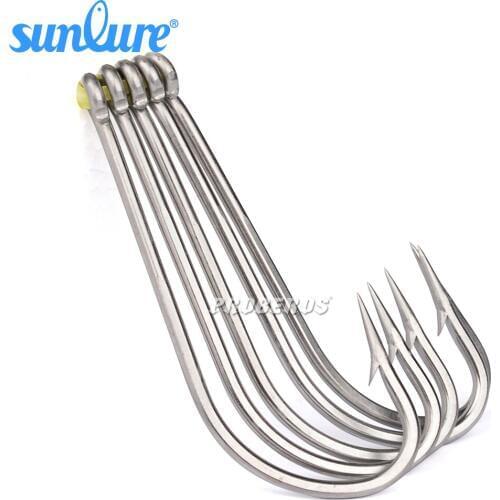 20pc Stainless Steel Fishing Hook 1/0#-6/0# Jig Hook Hand-grinding Fishhook Bass