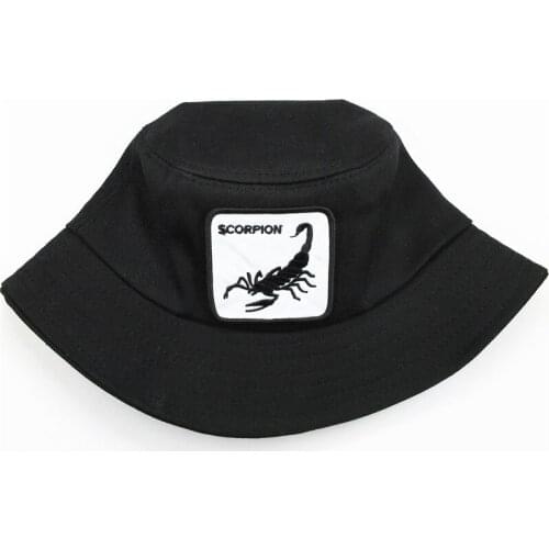 2021 Animal Embroidery Cotton Bucket Hat Fisherman Hat Outdoor Travel Hat Sun Cap Hats for Men and Women