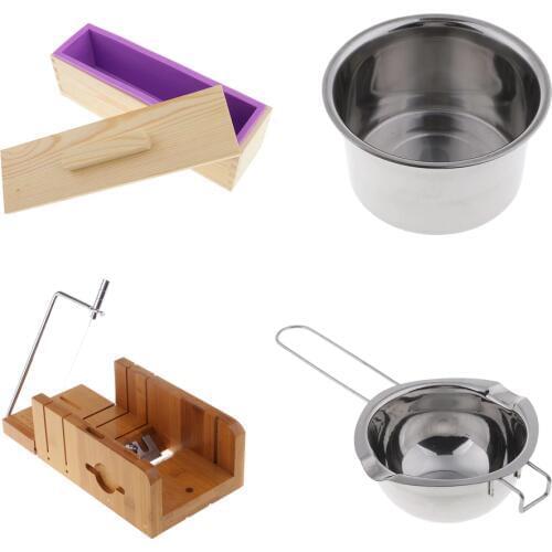 4 Pieces Soap Cutter Soap Making Loaf Mould Soap Melting Pot Double Boiler