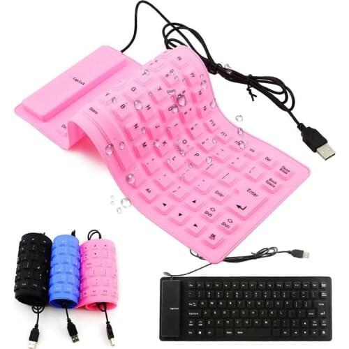 85 Keys Portable Foldable Wired USB Mute Silicone Keyboard for Laptop/Computer