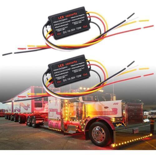 2pcs 10-30V Car Flasher Module Adapter Flash Strobe Controller for LED Side Marker Brake Light Tail Stop Turn Signal Work Light