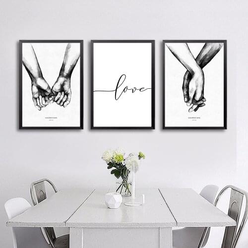 Black And White Hand Drawing Love Canvas Painting Poster And Print Wall Pictures For Living Room Bedroom Home Decoration