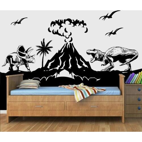 Dinosaur Jurassic Tyrannosaurus Volcano Vinyl Wall Sticker Dinosaur Palm Sticker Kids Girl Boy Teen Room Bedroom Decoration 8