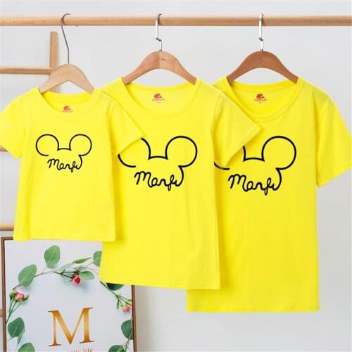 Disney Women Tshirt Mickey Print Men Family Tshirt Cotton Cartoon Children T-shirt Kawaii Anime Famliy Look Top Dropship
