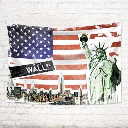 Vintage Style Tapestry Statue of Liberty American flag Painting Printed Living Room Decoration Wall Hanging Tapestry Home Decor