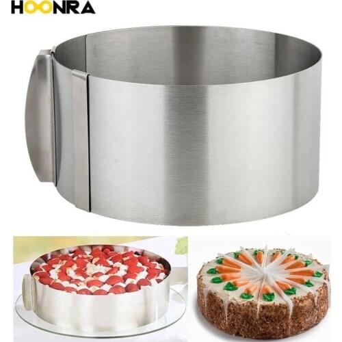 HOONRA 1Pcs 6-12 inch Adjustable Stainless Steel Mousse Ring Cake Baking Tool Circle Mousse Cake Mold Bakeware Tools