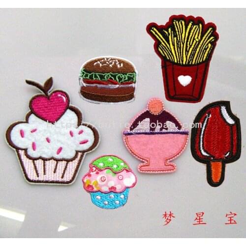 Adhesive cloth stickers B313 burger fries embroidery patch stickers childrens clothing DIY accessories