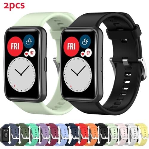 2pc Watchband for Huawei Watch Fit Strap Silicone Sports Band Replacement 2020 Smartwatch Bracelet Accessories Wholesale