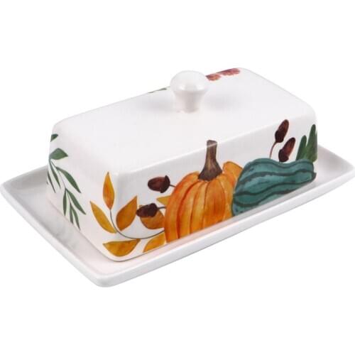 1 Pc Food Container Butter Plate With Lid Kitchen Tableware Cheese Dish Ceramic Butter Box With Lid Butter Dish Cheese Box