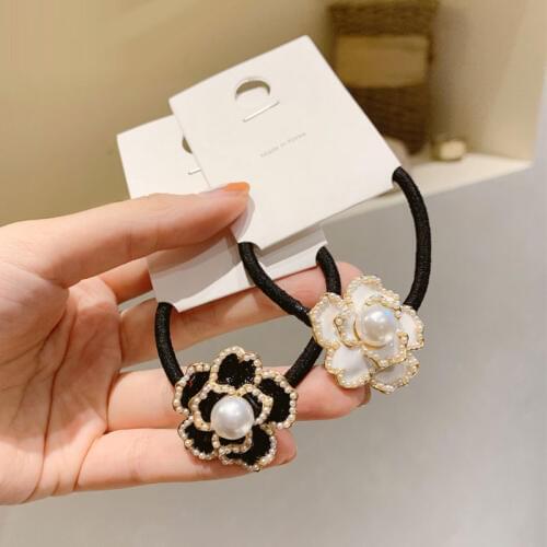 Korean camellia rhinestone crystal hair ring tie hair flower accessories hairs accessories head rope girl gift