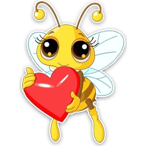 Beatiful Interesting Lovely Cartoon Love Heart Bees Colored PVC Car Sticker Graphic Decor Waterproof Protective Film Vinyl Decal