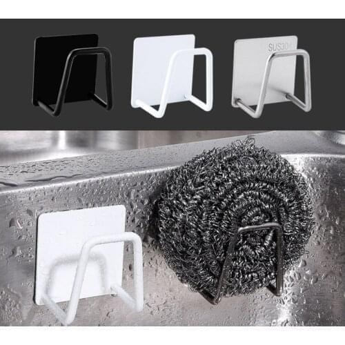Kitchen Sponges Holder Self Adhesive Sink Sponges Drain Drying Rack 304 Stainless Steel Storage Holder Kitchen Sink Accessories