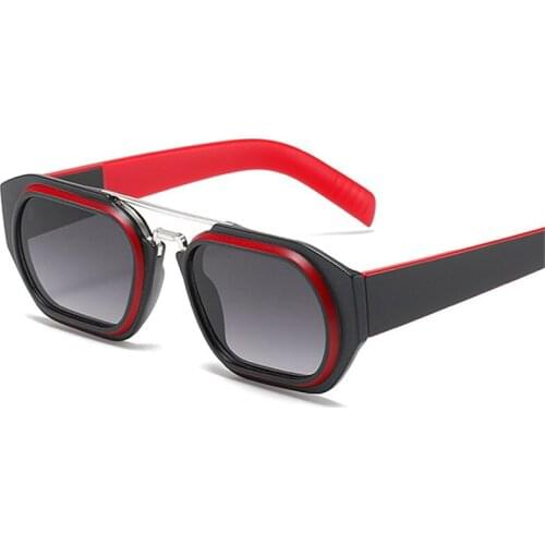 Retro Double Bridges Square Women Sunglasses Fashion Designer Gradient Mirror Eyewear Shades UV400 Men Sun Glasses
