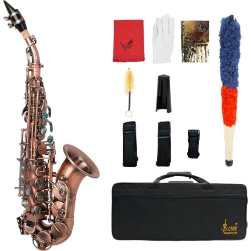 M MBAT Bb Tone Soprano Saxophone Brass Retro Red Sax B Flat Saxfone Woodwind Musical Instrument With Case Mouthpiece Accessories