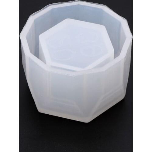 Small Hexagon Flowerpot Silicone Mould Storage Box DIY Handmade Making Crafts Crystal Epoxy Mold