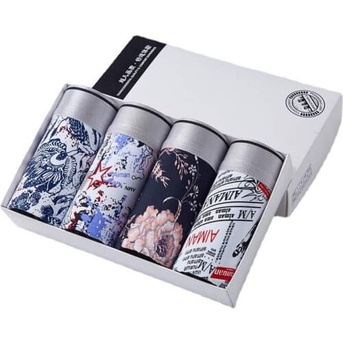 Mens breathable cotton boxer briefs, youth inner mens boxer shorts, sexy four gift boxed mens briefs
