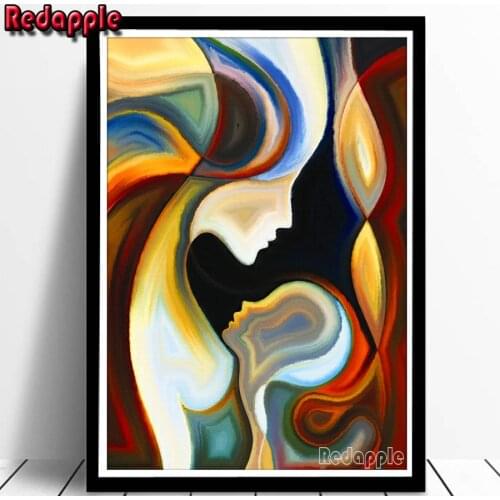 Abstrac painting Full Drill Round Diamond Embroidery Colorful Mother and Son 5D square DIY Diamond Painting Cross Stitch Sticker