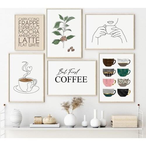 But First Coffee Minimalist Cups Coffee Kitchen Art Prints Poster Nordic Canvas Wall Paintings Pictures Living Room Home Decor