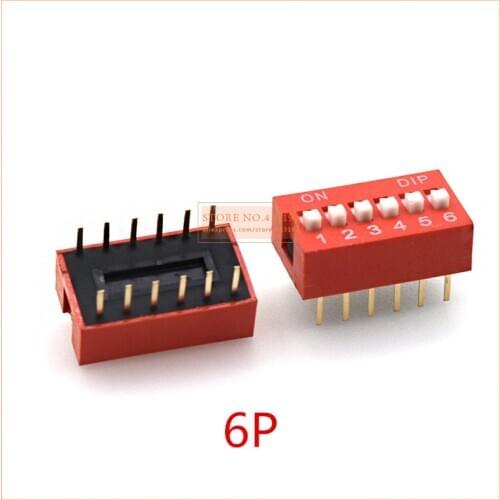 NEW DP-6P 20pcs/lot red Direct dial code switch DIP switch 2.54MM DS pitch Side