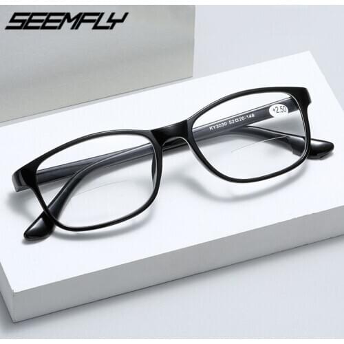 Seemfly Men Women Reading Glasses Unisex Ultralight Bifocal Far Near Magnification Eyewear Presbyopic Eyeglasses +1.0 To +4.0
