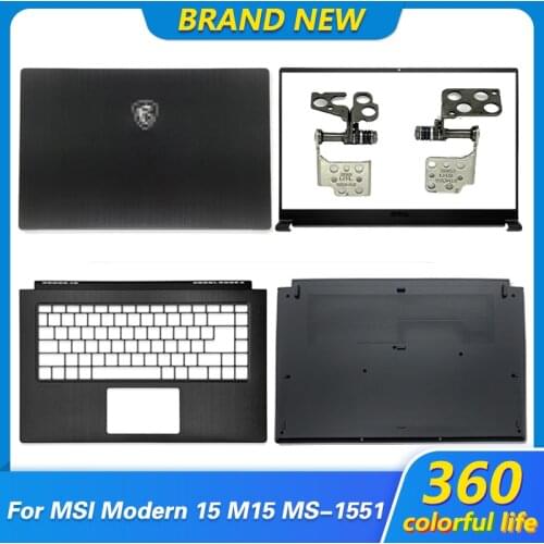 Laptop LCD Back Cover/Palmrest/Bottom Case For MSI Modern 15 MS-1551 1552 155K M15 Upper Top and Lower Back Cover Silver/Black