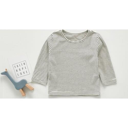 Autumn New Newborn Unisex Baby Tees Simple Striped Baby Boy Girl T-shirts Cotton Long Sleeve Tops Clothes Spring Fall Clothing