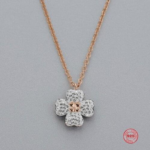 Fashion Charm Sterling Silver Original 1:1 Copy, Small Fresh White Lucky Four-leaf Clover Necklace Female Luxury Jewelry Gifts