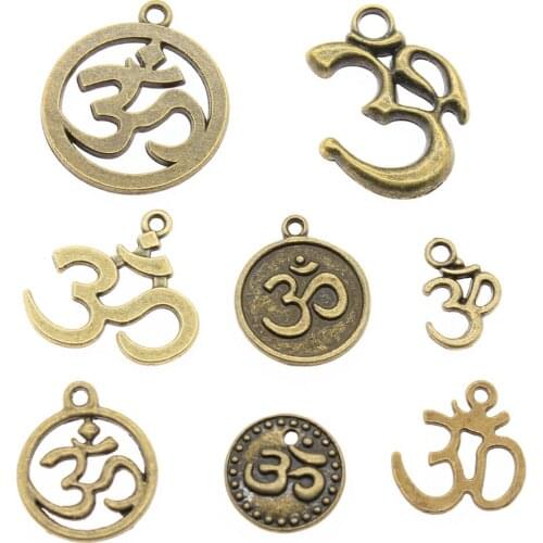 WYSIWYG 40g Antique Bronze Color Zinc Alloy Random Mix Styles Om Charms DIY Handmade Craft For Jewelry Making