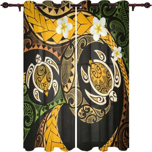 Polynesian Texture Flowers Large Curtains For Living Dining Modern Simple Curtains Finished Curtains For Dining Room Bedroom