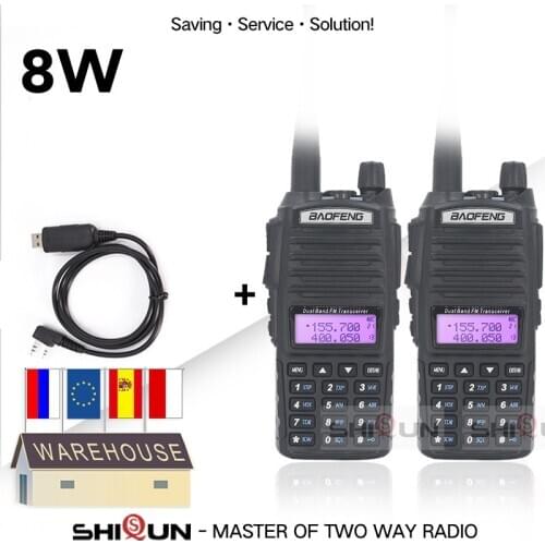 2Pcs UV-82 8W Walkie Talkie 10 KM Baofeng 8W radio Dual VHF UHF Portable Ham Radio UV-82 Amador Walky Talky Baofeng UV 82 UV82