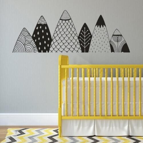 Nature Nursery Woodland Mountains Wall Sticker Nordic Style Mountain Nursery Tribal Home Decoration Vinyl Art Poster Mural LX108