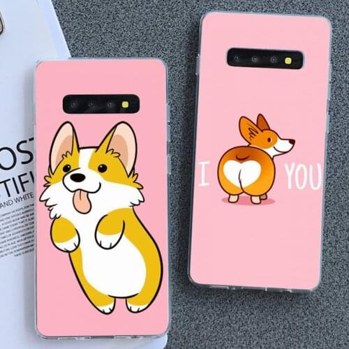 Riccu Cartoon Cute Corgi Dog Phone Case For Samsung S6 7 8 9 10 S8 9 10 plus S10E S10 lite S6 7 edge plus Cover