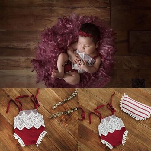 Jane Z Ann Christmas Set Burgundy LACE SLING small pillow headdress studio shooting photography props newborn