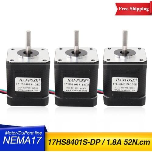 3PCS Nema17 4-lead Stepper Motor 17HS8401S-DP 1.8A 52N.CM Nema 17 Stepper Motor 48mm For 3D printer 42 Motor