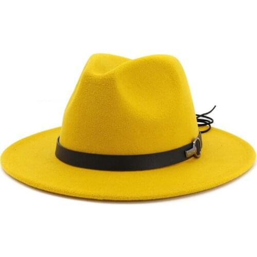 14 Colors Women Wool Felt Jazz Fedora Hats 2019 Latest Flat Brim Trilby Panama Style Party Cap Outdoor Large Brim Sunshade Hat