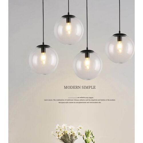 Modern Pendant Lamp Simple Pendant Lights E27 LED Creative Glass Ball Hanging Lamp Nordic For Bedroom Living Room Light AC220v
