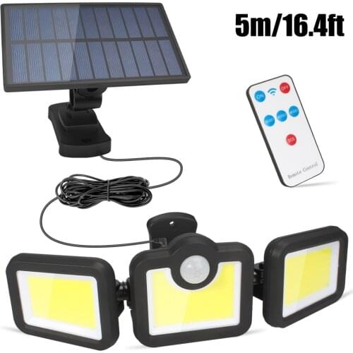 Solar Motion Sensor Lights LED Garden Security Lamp 171COB Street Light IP65 Waterproof with Remote Control 3 Modes for Patio