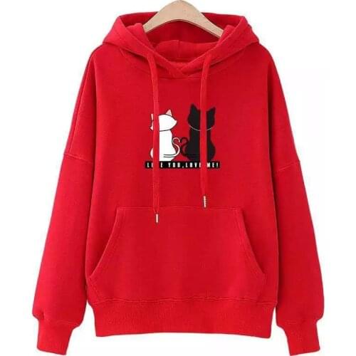 Streetwear Hoodies Women Sweatshirt Autumn Long Sleeve Hoodies Harajuku Hoodie Cute Cat Print Sweatshirt Women Sudadera Mujer