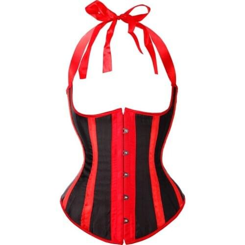 WYS.JL Corset With Striped Shoulder Straps Simple and Sexy Corset With Abdomen Ladies Gothic Corset S-6XL