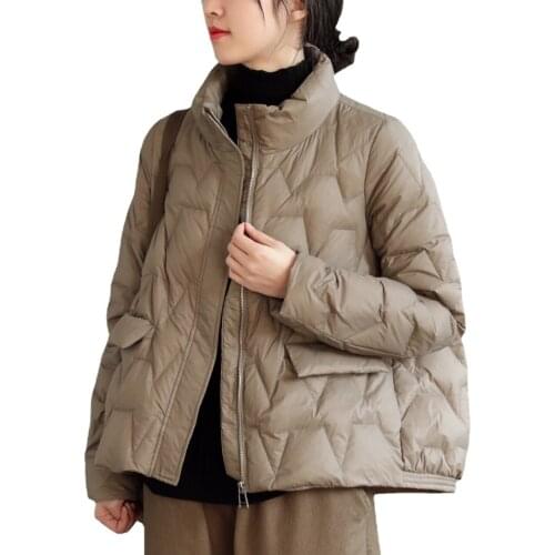 2021 Womens Winter Short Duck Down Jacket Fashion Casual Womens Zipper Loose Jacket with Pocket Jacket Women