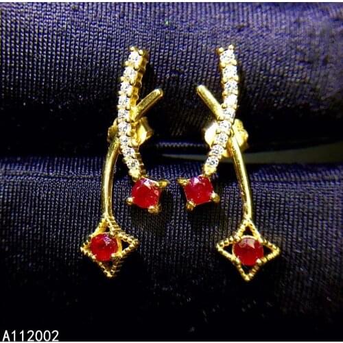 KJJEAXCMY fine jewelry natural ruby 925 sterling silver women gemstone earrings new Ear Studs support test classic hot selling