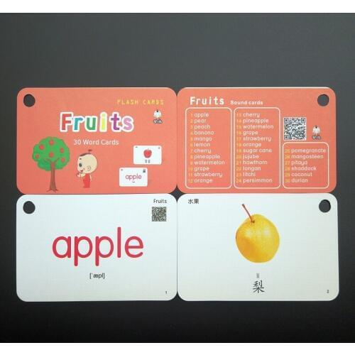 32Pcs/Set Fruits Vegetables Chinese & English Flash Cards Pocket Card Baby Chlidren Educational Toys